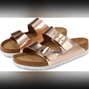 Birkenstock Arizona Soft Footbed Metallic Leather copper size 39 (8-8.5)